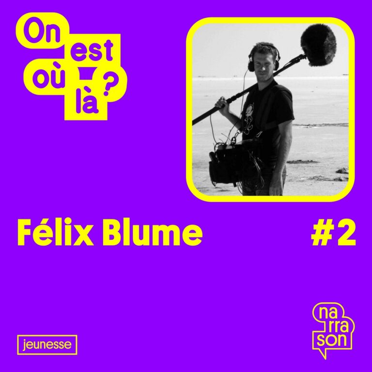 Cover de l'épisode 2 : photo noir et blanc de Félix Blume, fond violet